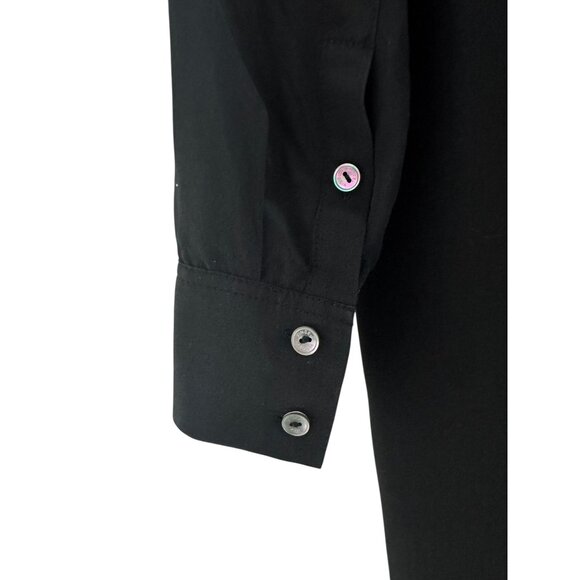 VINCE. Black Mixed Media Long Sleeve Dress w/Pockets Size 4 Tunic Leather Silk‎ - Picture 9 of 15